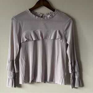 NORDSTROM MELROSE & MARKET LONG SLEEVE SHEER RUFFLED BLOUSE W/ KEYHOLE BACK EUC